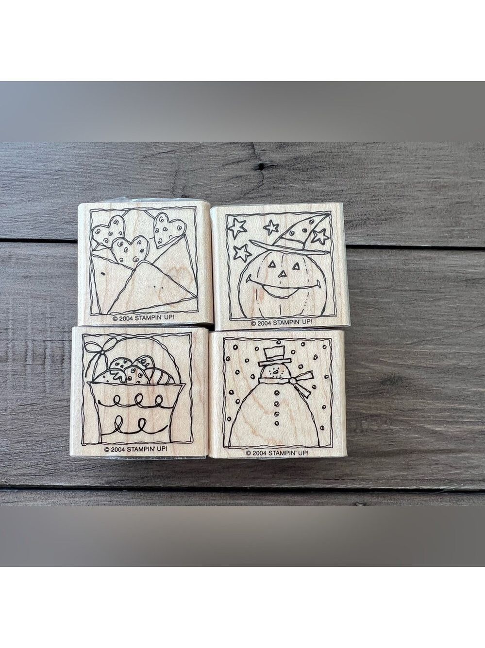 Stampin’ Up! Festive Four 2004 Set of 4 Stamps Retired